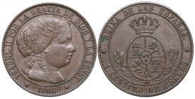 1868. Isabel II (1833-1868). Barcelona. Céntimo de Escudo. CM. A&C 216. Cu. 2,53 g. EBC-. Est.30.