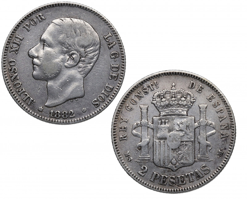 1882*82. Alfonso XII (1874-1885). 2 Pesetas. MSM. A&C 32. Ag. 9,96 g. MBC. Est.3...