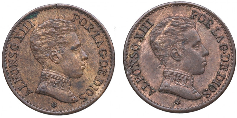 1906*6. Alfonso XIII (1886-1931). Lote de 2 monedas de de 1Céntimo. SLV. A&C 2. ...