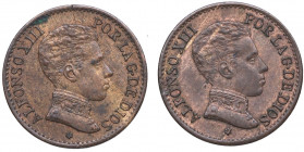 1906*6. Alfonso XIII (1886-1931). Lote de 2 monedas de de 1Céntimo. SLV. A&C 2. Cu. EBC+ / EBC. Est.20.