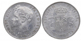 1900*00. Alfonso XIII (1886-1931). Madrid. 1 peseta. SMV. A&C 59. Ag. 5,00 g. Atractiva. EBC / EBC+. Est.50.