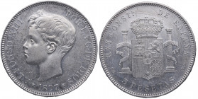 1897*97. Alfonso XIII (1886-1931). 5 Pesetas. SGV. A&C 107. Ag. 24,96 g. MBC. Est.50.
