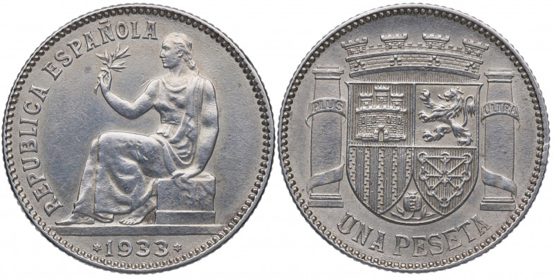 1933*34. II República (1931-1939). Madrid. 1 Peseta. A&C 34. Ag. 5,00 g. SC-. Es...