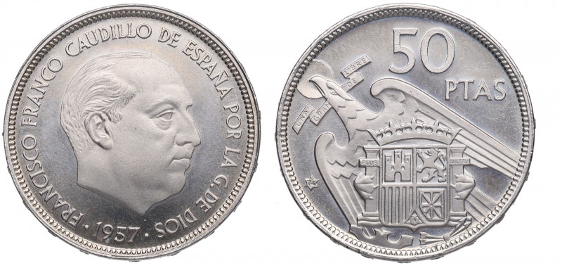 1957*74. Franco (1939-1975). 25 Pesetas. A&C 129. Ni. Procedente de cartera Prue...
