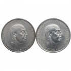 1966*68. Franco (1939-1975). 100 pesetas. Lote de DOS monedas. Ag. EBC. Est.35.
