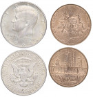 1964 y 1979. Estados Unidos y francia. 1/2 dólar y 10 Francos. EBC+. Est.20.