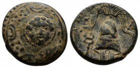 (3.99g 17mm Bronze)KINGS of MACEDON. Alexander III ‘the Great’. 336-323 BC. AE Salamis mint. Struck under Nikokreon, circa 323-315 BC. 
Gorgoneion in ...