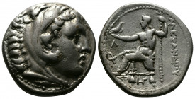 (Silver 16.99g 27mm) Kings of Macedon. Amphipolis. Alexander III "the Great" 336-323 BC. Tetradrachm AR
Head of Herakles right, wearing lion skin head...