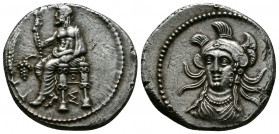 (Silver 10.88g 24mm) Cilicia, Tarsos AR Stater. Balakros, satrap of Cilicia under Alexander III. Circa 333-323 BC. 
Baaltars seated left, holding lotu...