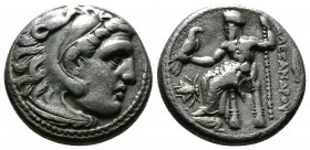 (Silver 4.01g 17mm) Kingdom of Macedon, Alexander III 'the Great' AR Drachm. Magnesia, circa 323-319 BC. 
Head of Herakles right, wearing lion's skin
...