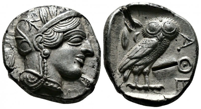 (Silver, 17.02g 25mm) ATTICA. Athens. Tetradrachm (Circa 454-404 BC). AR
Helmete...