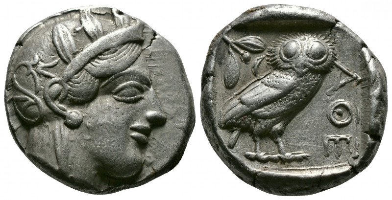 (Silver,17.16g 24mm) ATTICA. Athens. Tetradrachm (Circa 454-404 BC). AR
Helmeted...