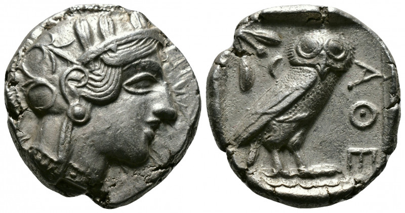 (Silver,17.15g 26mm) ATTICA. Athens. Tetradrachm (Circa 454-404 BC). AR
Helmeted...
