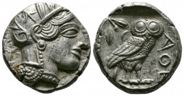 (Silver 17.22g 24mm) ATTICA. Athens. Tetradrachm (Circa 454-404 BC). AR
Helmeted head of Athena right, with frontal eye.
Rev: AΘE./ Owl standing right...