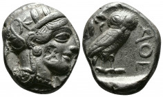 (Silver 17.07g 22mm) ATTICA. Athens. Tetradrachm (Circa 454-404 BC). AR
Helmeted head of Athena right, with frontal eye.
Rev: AΘE./ Owl standing right...