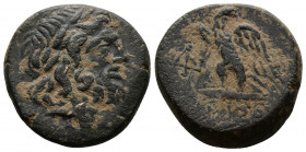 (Bronze, 8.30g 20mm) Pontos, Amisos Circa 95-70 BC. AE
 Laureate head of Zeus right 
Rev.Eagle standing on thunderbolt to left, head reverted.