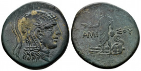 (Bronze, 17.73g 31mm) PONTOS, Amisos. Circa 85-65 BC. Struck under Mithradates VI. AE
Helmeted head of Athena right 
Rev.Perseus standing facing, hold...