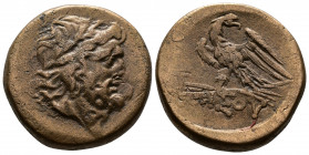 (Bronze, 16.60g 25mm) Pontos, Amisos . Circa 95-70 BC. AE
Laureate head of Zeus right 
Rev.Eagle standing on thunderbolt to left, head reverted.