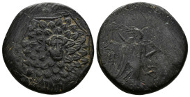 (Bronze, 7.18g 22mm) Pontos, Amisos Æ22. Circa 85-65 BC. AE
Aegis with Gorgoneion in centre 
Rev.Nike advancing right, holding palm; AMI-ΣOYacross fie...
