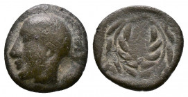 (0.92g 11mm Silver) Aiolis. Elaia circa 450-400 BC. Diobol AR 
Helmeted head of Athena left 
Rev. Laurel wreath.