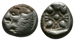 (1.18g 10mm Silver)Ionia. Miletos 550-400 BC. Diobol AR 
Forepart of lion left 
Rev. stellate pattern within incuse square. 
 SNG Kayhan 476-82.