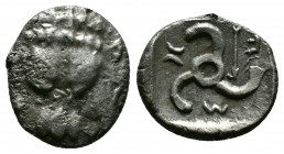 (1.02g 12mm Silver) DYNASTS OF LYCIA. Mithrapata (Circa 390-370 BC). 
 Facing scalp of lion. 
Rev:Triskeles. Control: Arrow and quiver; all within inc...