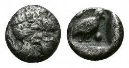 (0.17g 6mm Silver)Caria. Mylasa circa 420-390 BC. Tetartemorion AR