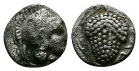 (Silver 0.58g 9mm) CILICIA. Soloi. (Circa 410-375 BC). AR Obol 
Helmeted head of Athena right.
Rev: Grape bunch on vine;
Göktürk -; SNG BN 187; SNG Le...