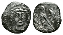 (Silver 0.56g 11mm) CILICIA. Uncertain. Obol (4th century BC).
Facing head of Herakles, wearing lion skin.
Rev: Eagle standing left on horned head of ...