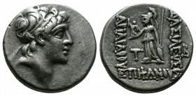 (Silver 4.17g 18mm) KINGS OF CAPPADOCIA. Ariarathes V Eusebes Philopator (Circa 163-130 BC). Drachm AR
Diademed head right.
Rev: thena standing left, ...