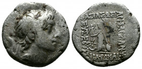 (Silver 3.63g 18mm) KINGS OF CAPPADOCIA. Ariobarzanes II Philopator (Circa 63-52 BC). Drachm. 
Diademed head right.
Rev: Athena standing left, holding...