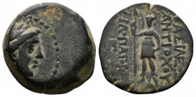 (5.12g 18mm Bronze) Seleukid Kingdom. Antioch on the Orontes. Antiochos IX Philopator (Kyzikenos) 114-95 BC. AE