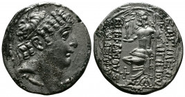 (Silver 15.60g 28mm)Seleukid Empire, Philip I Philadelphos AR Tetradrachm. Antioch, circa 95-83 BC. 
Diademed head right
Rev: Zeus Nikephoros seated l...