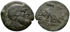 (Bronze, 7.31g 26mm) Cyprus Paphos. Cleopatra VII and Ptolemy XV Caesarion, 47 – 30. circa 47-30, AE 
Head of Zeus-Ammon right 
 Rev. ΚΛΕΟΠΑΤΡΑΣ ΒΑΣΙΛ...