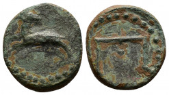 (Bronze, 2.15g 16mm) Pharonic Kings of Egypt. Nektanebo II Æ16. 361-343 BC. AE
Ram running left, head reverted 
Rev.Scales.
 Weiser 1; Howgego pl. 9, ...