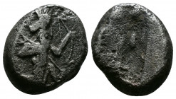 (4.92g 14mm Silver)Achaemenid Kings of Persia AR Siglos. Time of Xerxes II to Darios II. Sardes, circa 420-375 BC. 
Persian king or hero in kneeling-r...