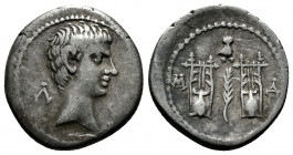 (3.55g 19mm Silver) LYCIAN LEAGUE. Augustus. 27 BC-AD 14. AR Drachm Masicytus mint. Struck circa 27-19/8 BC. 
Bare head right; Λ–Y across field 
Rev.T...