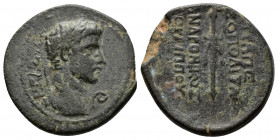 (3.53g 19mm Bronze) CARIA. Trapezopolis. Augustus (27 BC-14 AD). Ae. Andronikos Gorgippou, magistrate.
ΣEBAΣΤΟΣ. Laureate head right; to right lituus....