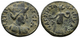 ( 3.18g 19mm Bronze) Lydia. Magnesia ad Sipylos . Semi-autonomous issue circa AD 238-244. AE
MAΓNHCIA, turreted and draped bust of Tyche right 
Rev. M...