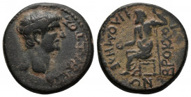 (6.41g 21mm Bronze) PHRYGIA. Philomelium. Claudius, 41-54, AE Brocchos. 
ΣEBAΣTOΣ Bare head of Claudius to right.
 Rev. ΦIΛOMHΛ-EΩN BPOKXOI Zeus seate...