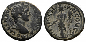 (6.09g 23mm Bronze) Antioch, Pisidia. Caracalla AD 198-217. AE
Laureate head right 
Rev.Tyche standing left, holding branch and cornucopia.