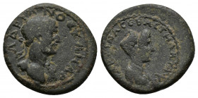 (3.00g 18mm Bronze) CILICIA, Zephyrium-Hadrianopolis. Hadrian, with Sabina. AD 117-138 
 Laureate head of Hadrian right 
Rev. draped bust of Sabina le...