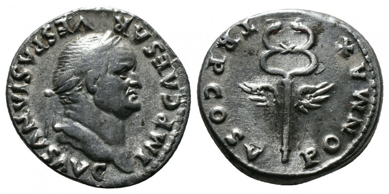 (3.46g 19mm Silver) Vespasian. Denarius. 69-79 AD. Rome, 74 AD. 
 IMP CAESAR - V...