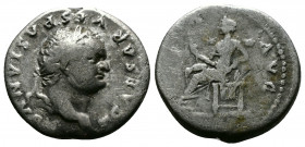 (Silver,2.67g 18mm) Titus, as Caesar AD 76-78. Rome. Denarius AR
laureate head right
Rev: Pax seated left, holding branch.
RIC 185