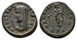 (Bronze, 1.81g 14mm)
Time of Maximinus II AE.  Nicomedia, AD 310-313.
Veiled and draped bust of Ceres left, holding grain ear and poppy in raised ri...