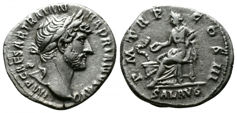 (Silver, 2.84g 20mm) Hadrian AD 117-138. Rome Denarius AR
laureate bust of Hadri...