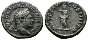 (Silver,2.95g 18mm) Caracalla AD 198-217. Rome. Denarius AR
laureate head right
Rev: Serapis, wearing polos, standing left, raising right hand and hol...