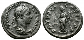 (Silver. 3.22g 20mm) Severus Alexander (222-228 AD) Rome AR Denarius.
Laureate and draped bust of Severus Alexander on the right
Rev: Aequitas standin...