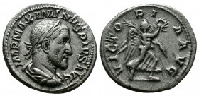 (Silver,2.84g 20mm) Maximinus AR Denarius. Rome, AD 235-238. 
laureate, draped bust right, early portrait resembling Severus Alexander Victory running...