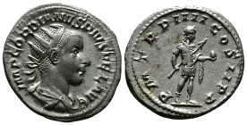 (Silver. 4.41g 22mm) GORDIAN III (238-244). Antoninianus. Rome.
Radiate, draped and cuirassed bust right.
Rev: Gordian standing right, holding transve...